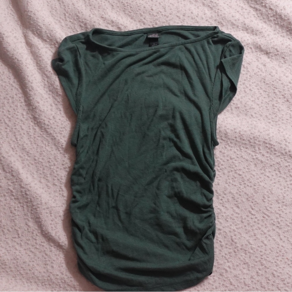 Wild Fable Green Ruched Cap Sleeve Blouse